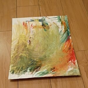 Vibrant Abstract Canvas Art with Yellow and Green Hues